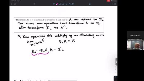 How Do Elementary Row Operations Help Us Find Matrix Inverses Youtube