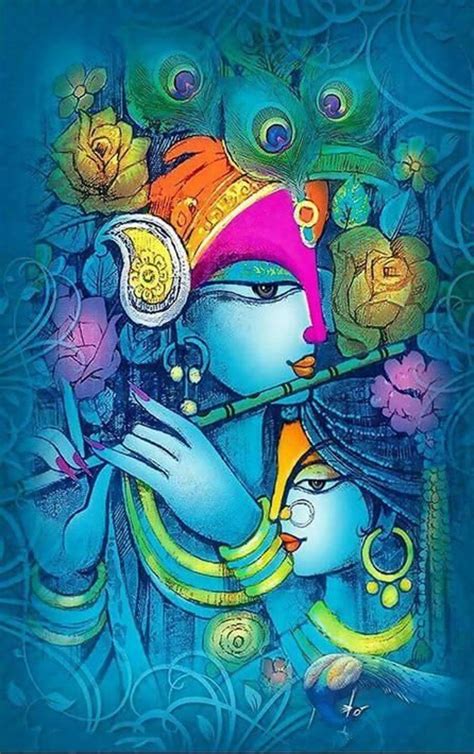 Radha Krishna Modern Painting Handpainted Painting