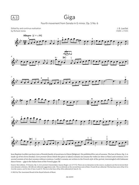 Giga Fourth Movement From Sonata In G Minor Op 5 No 6 Abrsm