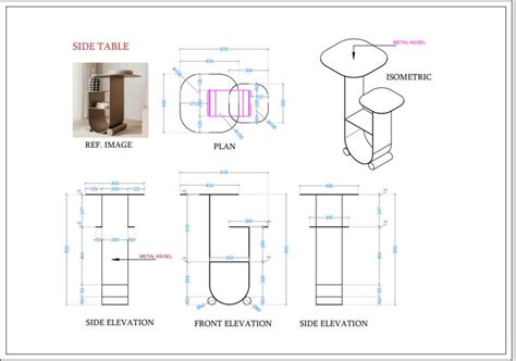 cad drawing  side table furniture design