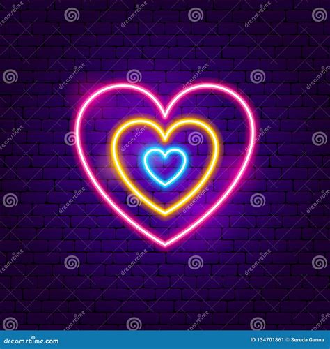 Hearts Neon Sign Stock Vector Illustration Of Glow 134701861