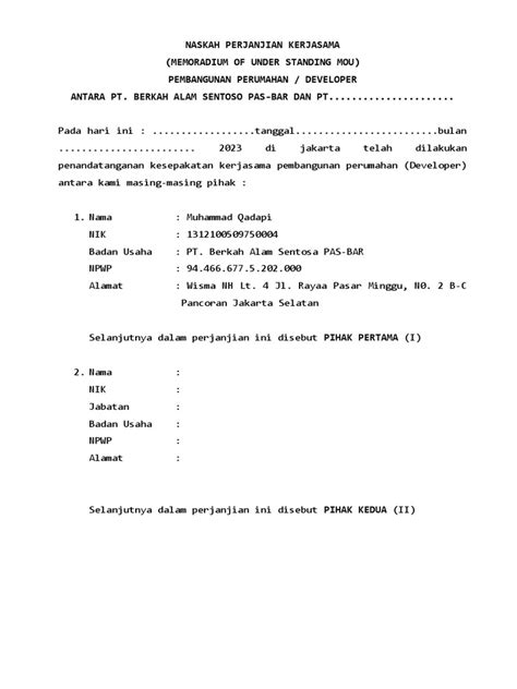 Naskah Perjanjian Kerjasama Pdf