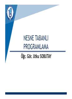 Nesne Tabanl Programlama Ve Kavramlar Pdf