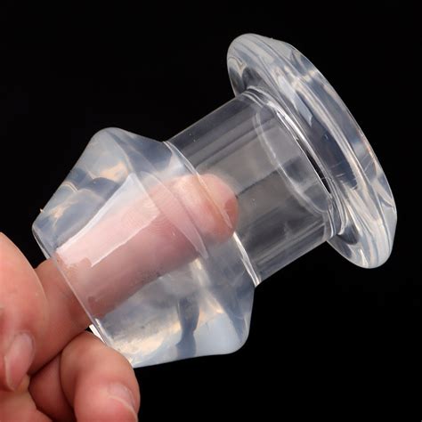 Plug Anal Oco em Silicone Macio para Dilatação e Enema Brinquedo Adulto Transparente Exploração