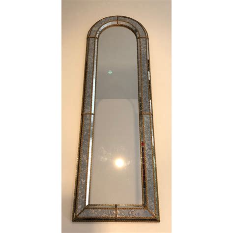 Vintage Multi Faceted Mirror With Brass Garlands 1970