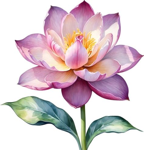 Watercolor Painting Of Brahma Kamal Saussurea Obvallata Flower Ai