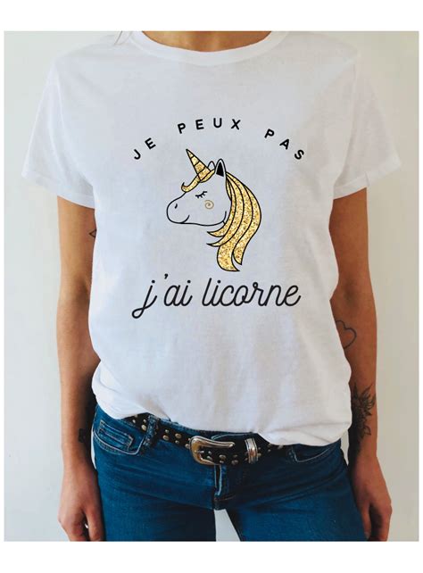 T Shirt Femme JE PEUX PAS J AI LICORNE LUXE FOR LIFE De Paris