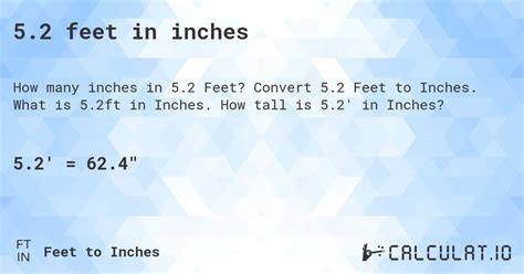 5 2 Feet In Inches Calculatio