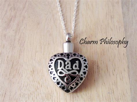 Dad Memorial Necklace Hollow Heart Pendant Keepsake