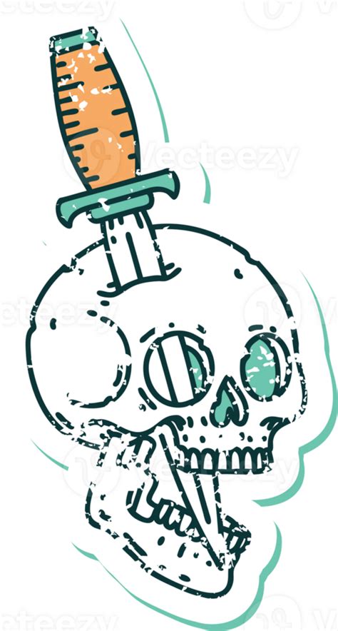 Iconic Distressed Sticker Tattoo Style Image Of A Skull 45305022 Png