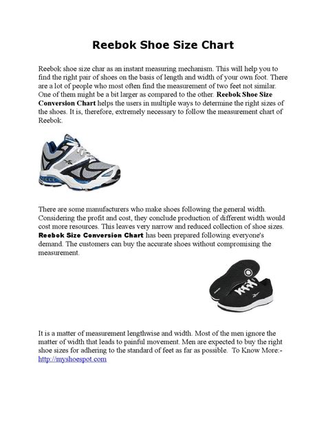 Reebok shoe size chart by mysoesspot - Issuu