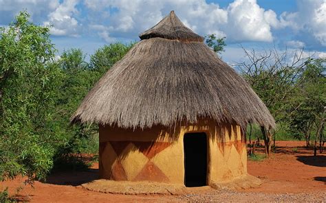 Hd Wallpaper Brown And Gray Nipa Hut Structure Grass Herbs Summer