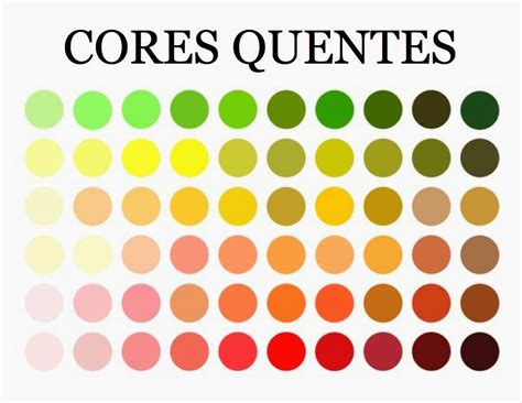 Tabela De Cores Quentes - Tabela De Cores Quentes - FDPLEARN