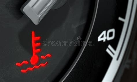 Engine Temperature Warning Light On Car Dashboard Stock Illustration