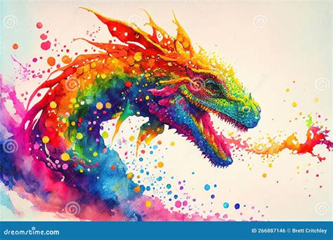 Colorful Colourful Dragon Watercolor Illustration Stock Illustration ...