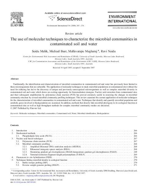 Pdf The Use Of Molecular Techniques To Characterize The Microbial