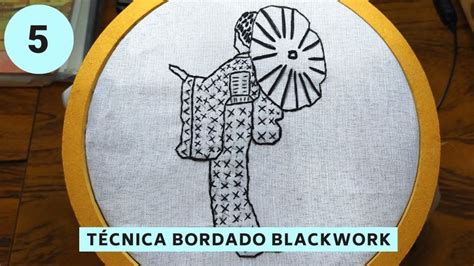 CURSO TÉCNICA DE BORDADO BLACKWORK CLASE 5 GEISHA CON PUNTOS