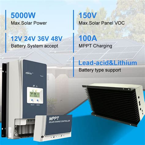 Epever 100a Mppt Solar Charge Controller 12v24v36v48v Auto Max 150v 7500w Input Power Fit