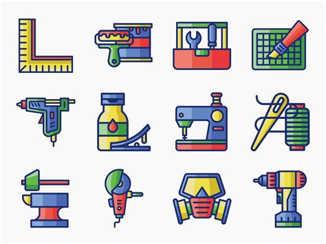 80 Diy Project Icon Set Flat Icons