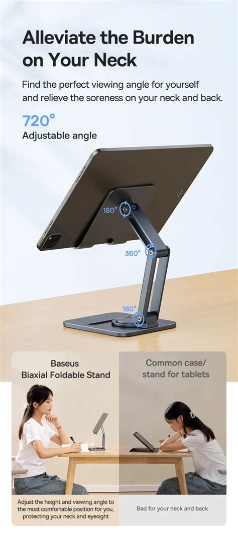 Baseus Desktop Biaxial Foldable Metal Tablet Stand Rotatable Version