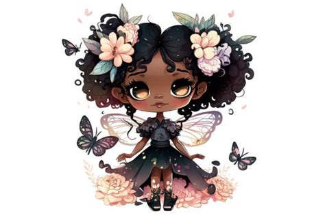 Watercolor Cute Black Fairy Cart Clipart Graphic by Dzynee · Creative ...