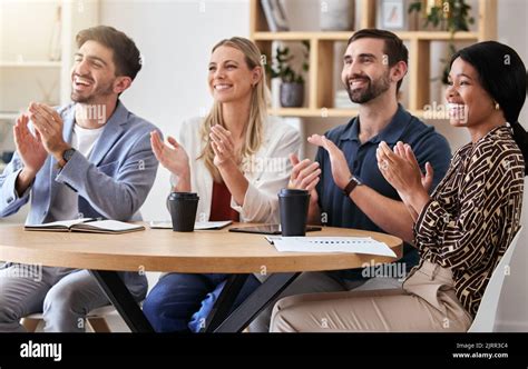 Applause Success And Celebrating Business People In A Meeting Clapping