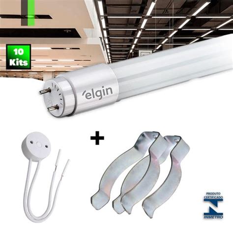 10x Lâmpada Tubular De Led 120cm 20w T8 6500k Branco Frio 1850lm Vidro