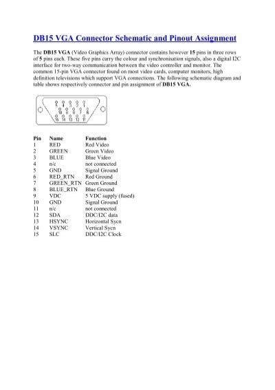 Vga 15 Pin Wiring Diagram Wiring Draw And Schematic