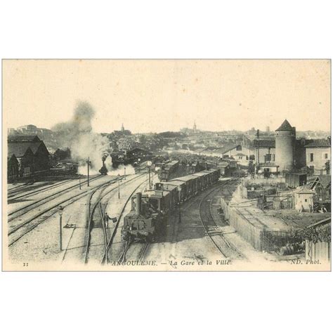 Carte Postale Ancienne Angouleme La Gare Avec Trains Et Locomotives