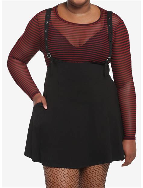 Black Grommet High Waisted Suspender Skirt Plus Size Hot Topic