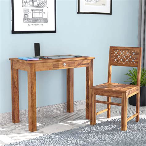 Buy Solid Sheesham Wood Study Table With Chair For Study Room Wooden