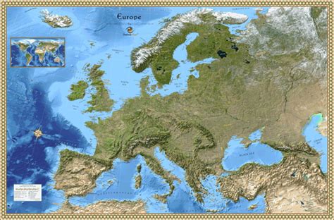 Europe Satellite Wall Map by Outlook Maps - MapSales