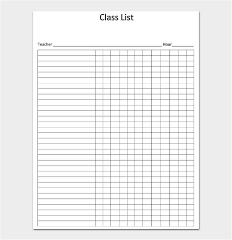 25 Free Class Roster Templates Word Excel Pdf