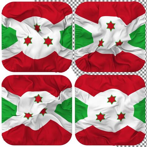 Forma De Escudeiro Da Bandeira Do Burundi Isolada Diferente Estilo De Ondulação Textura De