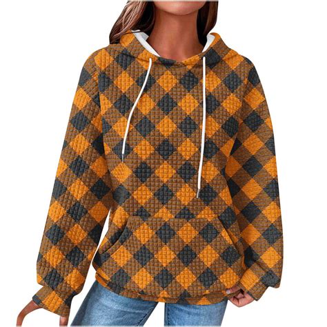 Bilqis 2023 Clearance Fall Fashion Hoodie For Womencasual Print Waffle Knit Hooded Pullover