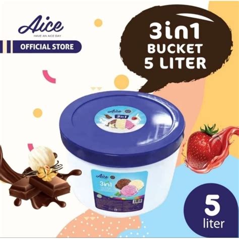 Jual ICE CREAM AICE UKURAN 5 LITER 3 RASA COKLAT VANILLA DAN