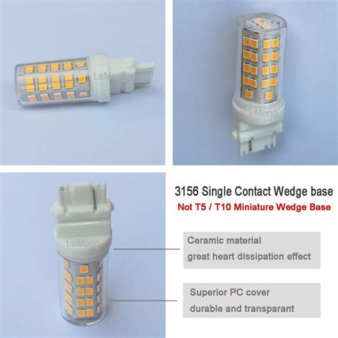 Lemeng 5watt S8 3156 Wedge Base Led Light Bulb 12vacdc Low Voltage