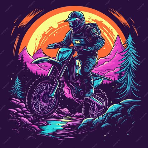 Premium Vector Illustration Painting Of A Dirt Bike Rider Jumping