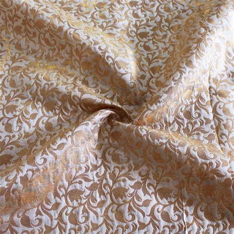 Off White Brocade Fabric By The Yard Home Decor Solid Pattern Etsy