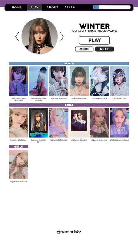 AESPA WINTER ALBUM PHOTOCARDS TEMPLATE ALL ERAS2022