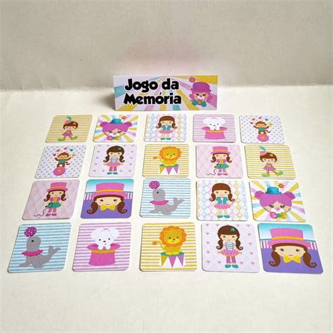 Compre Produtos Personalizados Jogo Memoria Circo Rosa Elo7