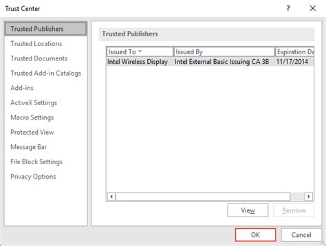 Trust Center In Powerpoint 2016 For Windows