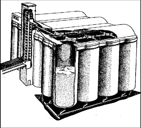 Modern Multiple Grain Silo With Elevator Conveyor Serving All Storage