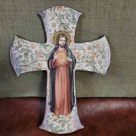 Sacred Heart Of Jesus Wall Cross Etsy In 2021 Heart Of Jesus Wall