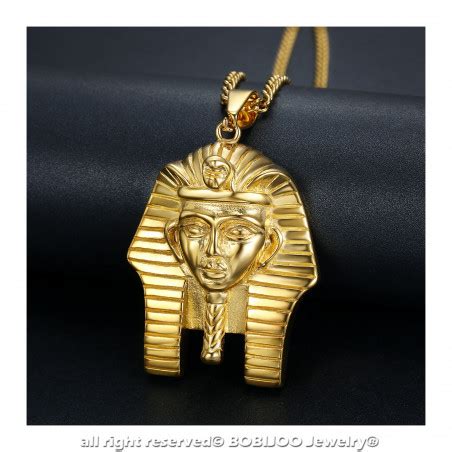 Bobijoo Jewelry Pendentif T Te De Pharaon Egypte Ancienne Acier Or