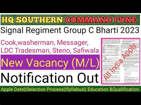 Hq Southern Command Pune Recruitment 2023 Signal Regiment Group C