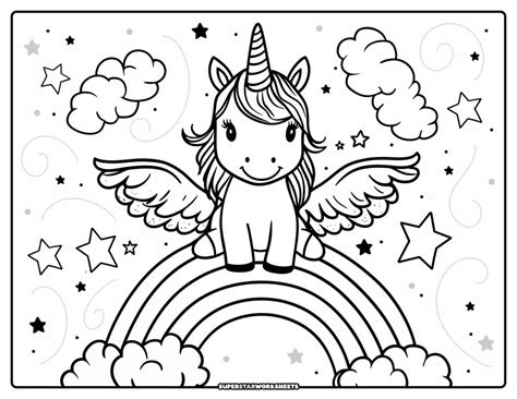 Unicorn Coloring Pages (Free Printables) - Superstar Worksheets