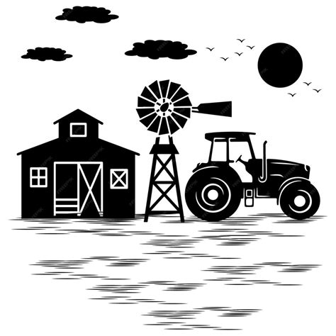 Premium Vector | Farm silhouette illustrations Farm silhouette icon ...