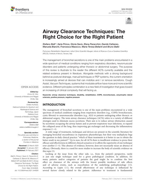 PDF Airway Clearance Techniques The Right Choice For The Right Patient