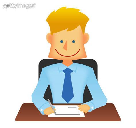 Young Business Person Vector Flat Illustration Upper Body Writing Document Paper Memo 이미지